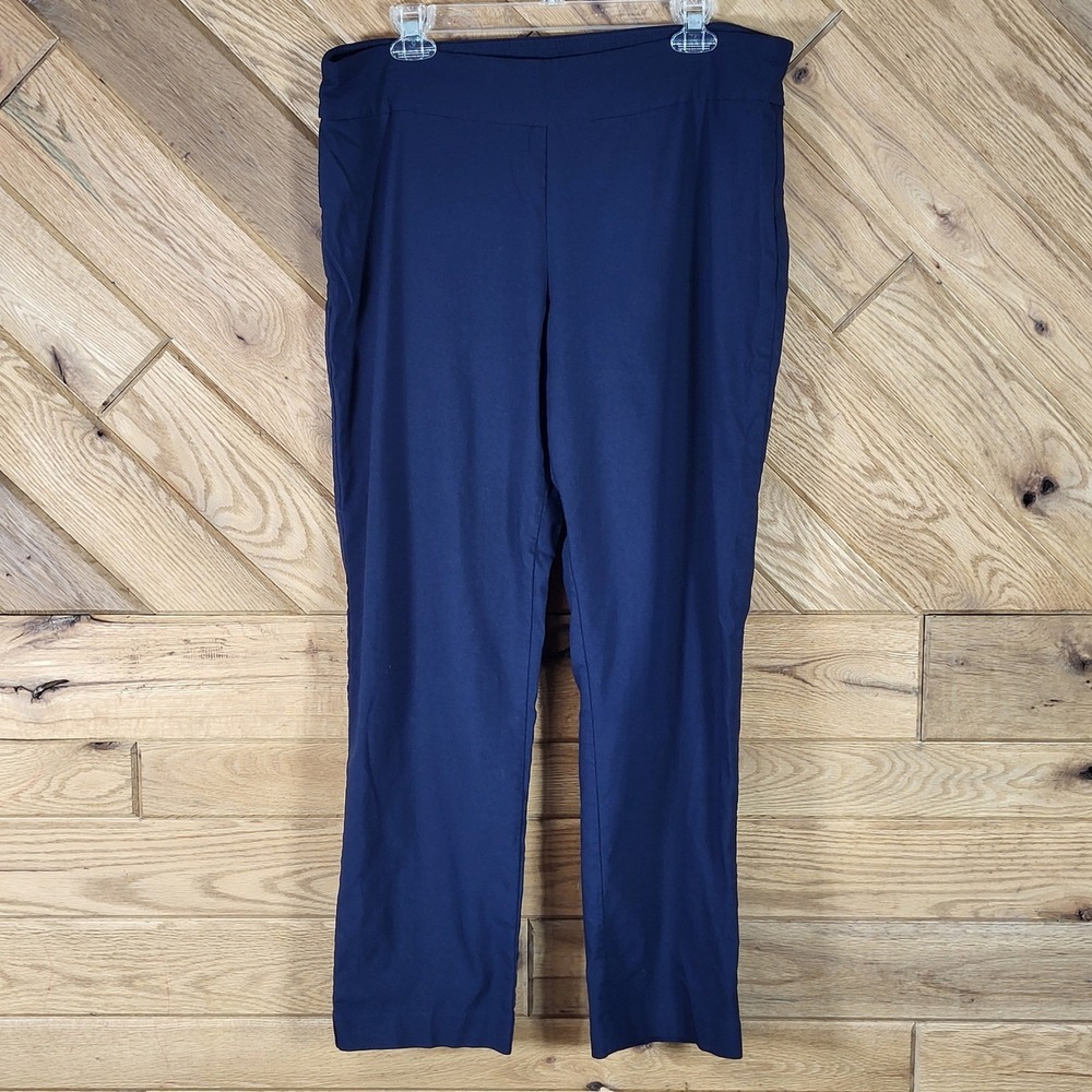 Dana Buchman Pants Women L Pull On Stretch Straight Leg Navy Blue
